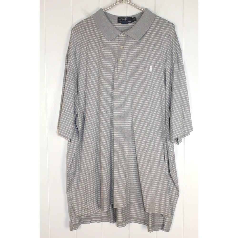 Polo Ralph Lauren Men's Gray/White Collared Golf Polo Shirt‎ Size XXL